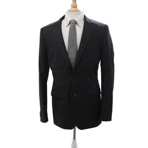 Boss Hugo Boss Mens Black Virgin Wool Blazer Classic Collared Size 40